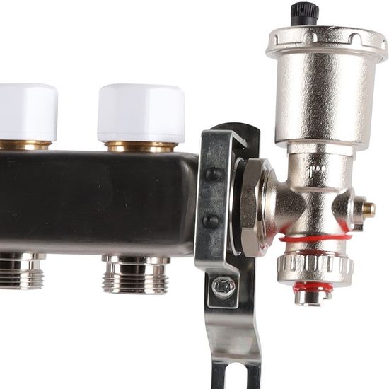 Коллектор Rommer 1"x3/4" на 10 контуров с расходомерами в сборе (нерж. сталь) RMS-1210-000010