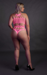 Розовое боди-сетка +size (Размер: XL-4XL) (Цвет: розовый)