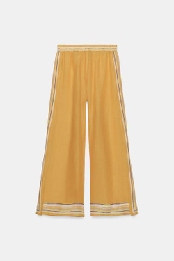 ZARA БРЮКИ ИЗ 100% РАМИ — ZW COLLECTION, С ПРИНТОМ