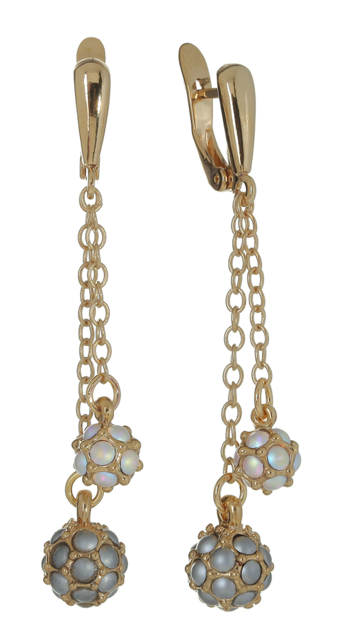 "Дигуэн 2" серьги в золотом покрытии из коллекции "Франциска" от  Jenavi  с английским замком