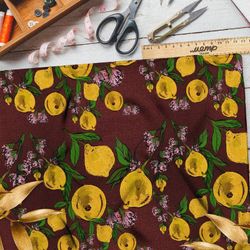 Ткань шифон лимоны на ветке