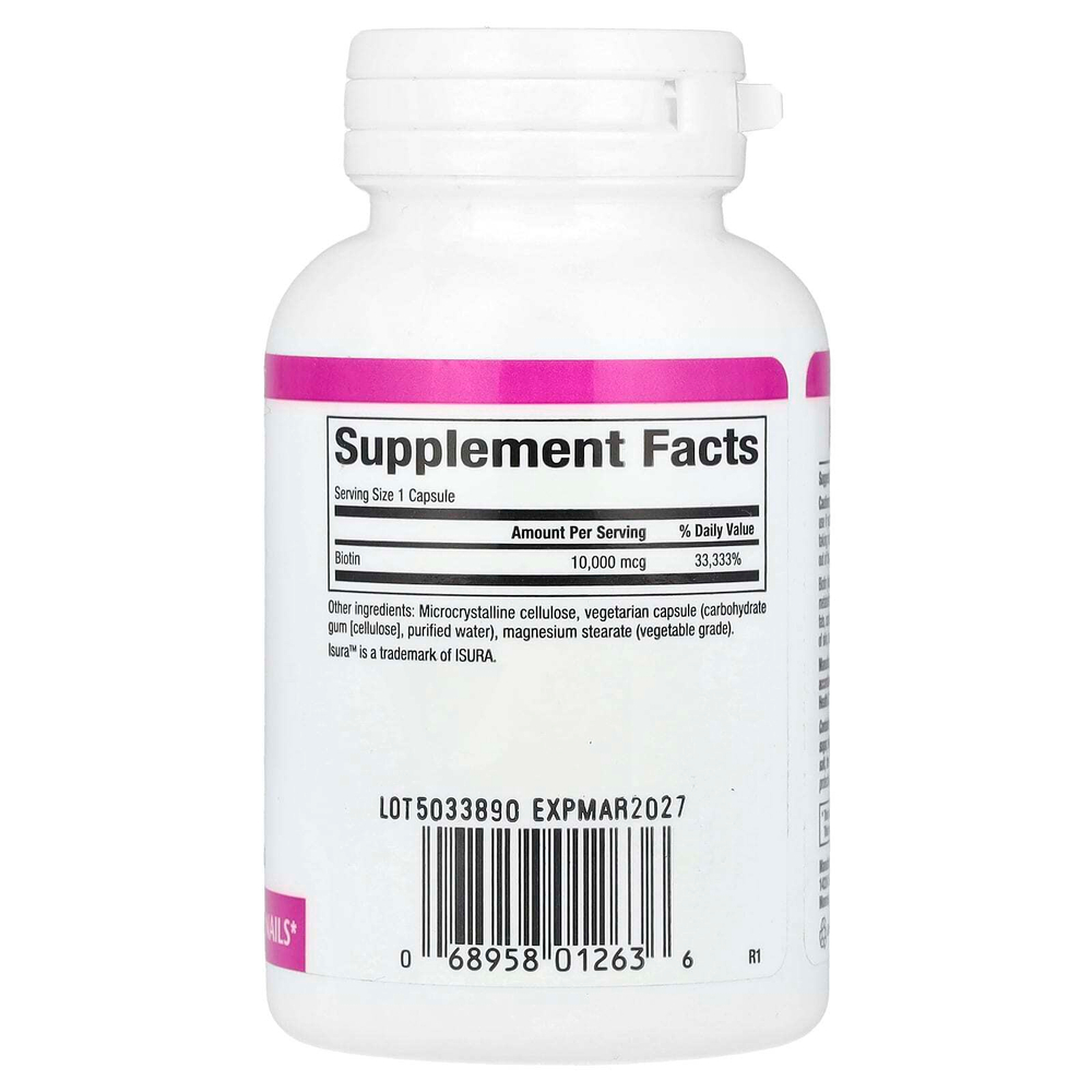 Natural Factors, биотин, 10 000 мкг, 60 вегетарианских капсул