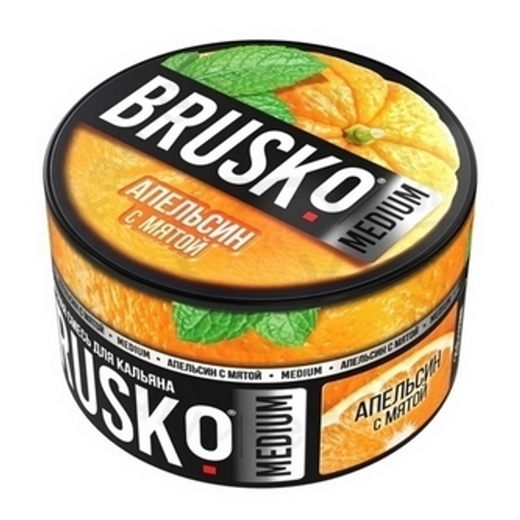 Бестабачная смесь для кальяна BRUSKO, 250 г, Апельсин с мятой, Medium (M)