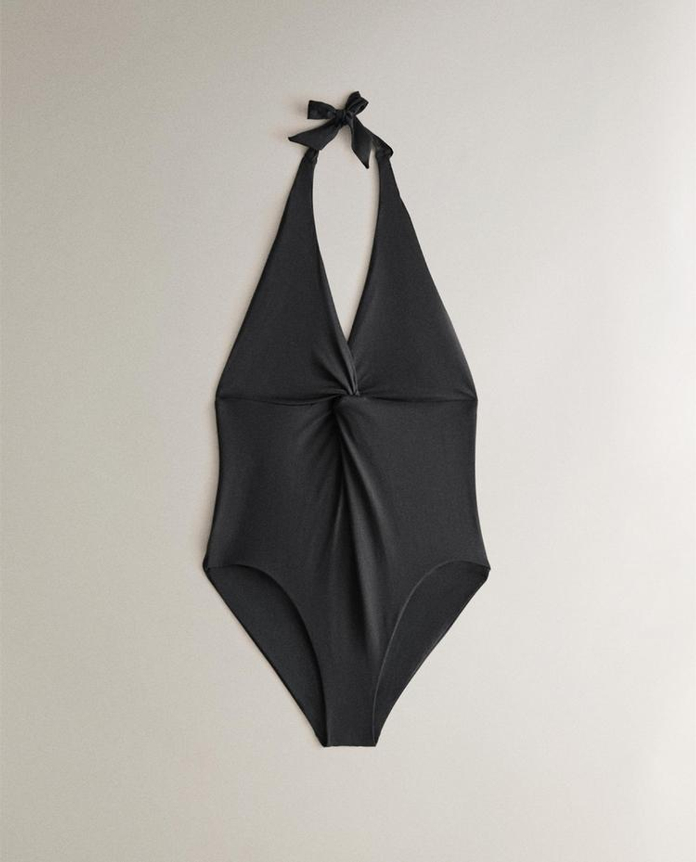 ZARA HOME КУПАЛЬНИК С V-ОБРАЗНЫМ ВЫРЕЗОМ, ЧЕРНЫЙ