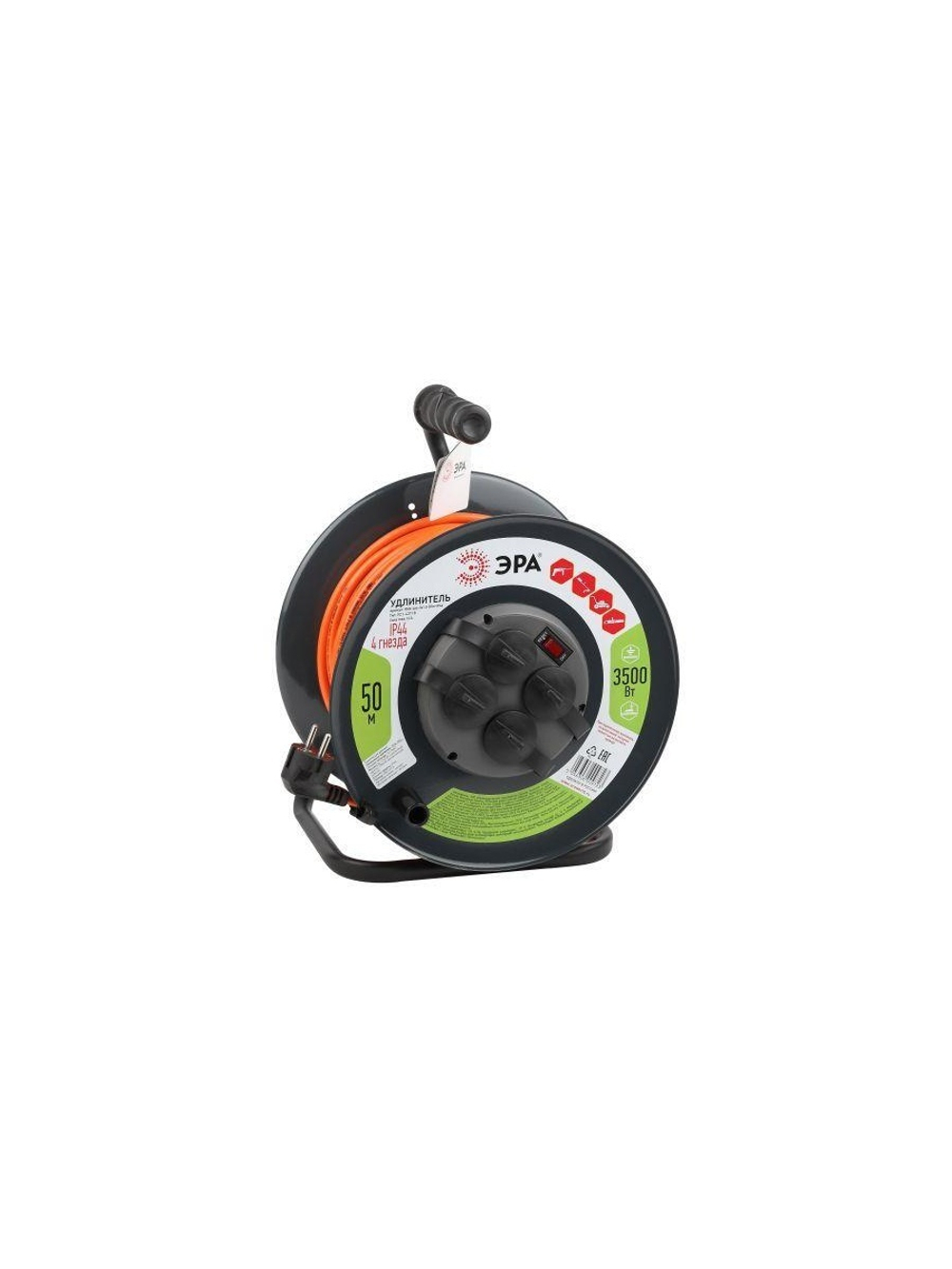 Удлинитель на метал. катушке 4х50м с заземл. 16А IP44 RMx-4es-3х1.5-50m-IP44 ПВС 3х1.5 Эра Б0046852