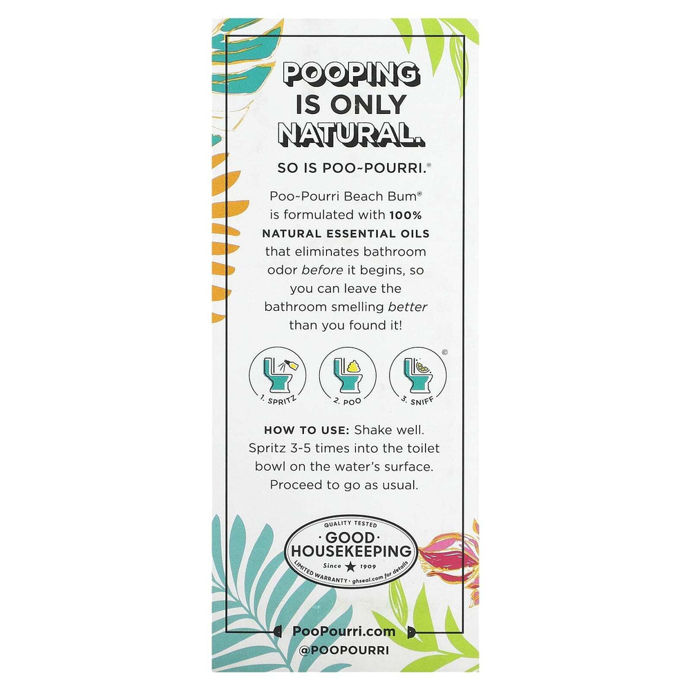 Poo-Pourri, Before-You-Go, спрей-освежитель для туалета, «пляж», 59 мл (2 жидк. унции)