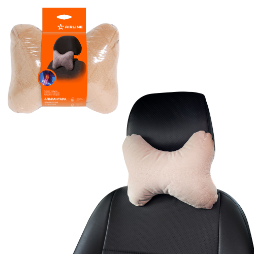 Подушка - подголовник (косточка) Airline алькантара 1 шт. бежевая ASP-B-03