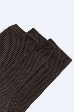 ZARA НАБОР ИЗ ТРЕХ ПАР НОСКОВ В РУБЧИК, ШОКОЛАДНЫЙ