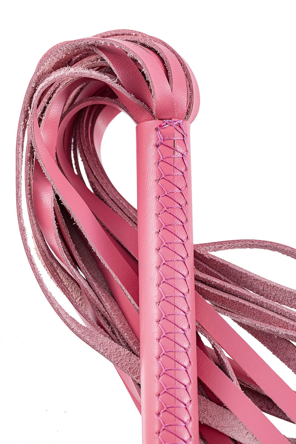 Розовая кожаная плеть - 50 см.