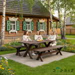 Стол обеденный садовый Осло, деревянный из массива сосны, 210х103 см, венге