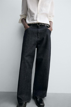 ZARA ДЖИНСЫ WIDE FIT, СИНИЙ