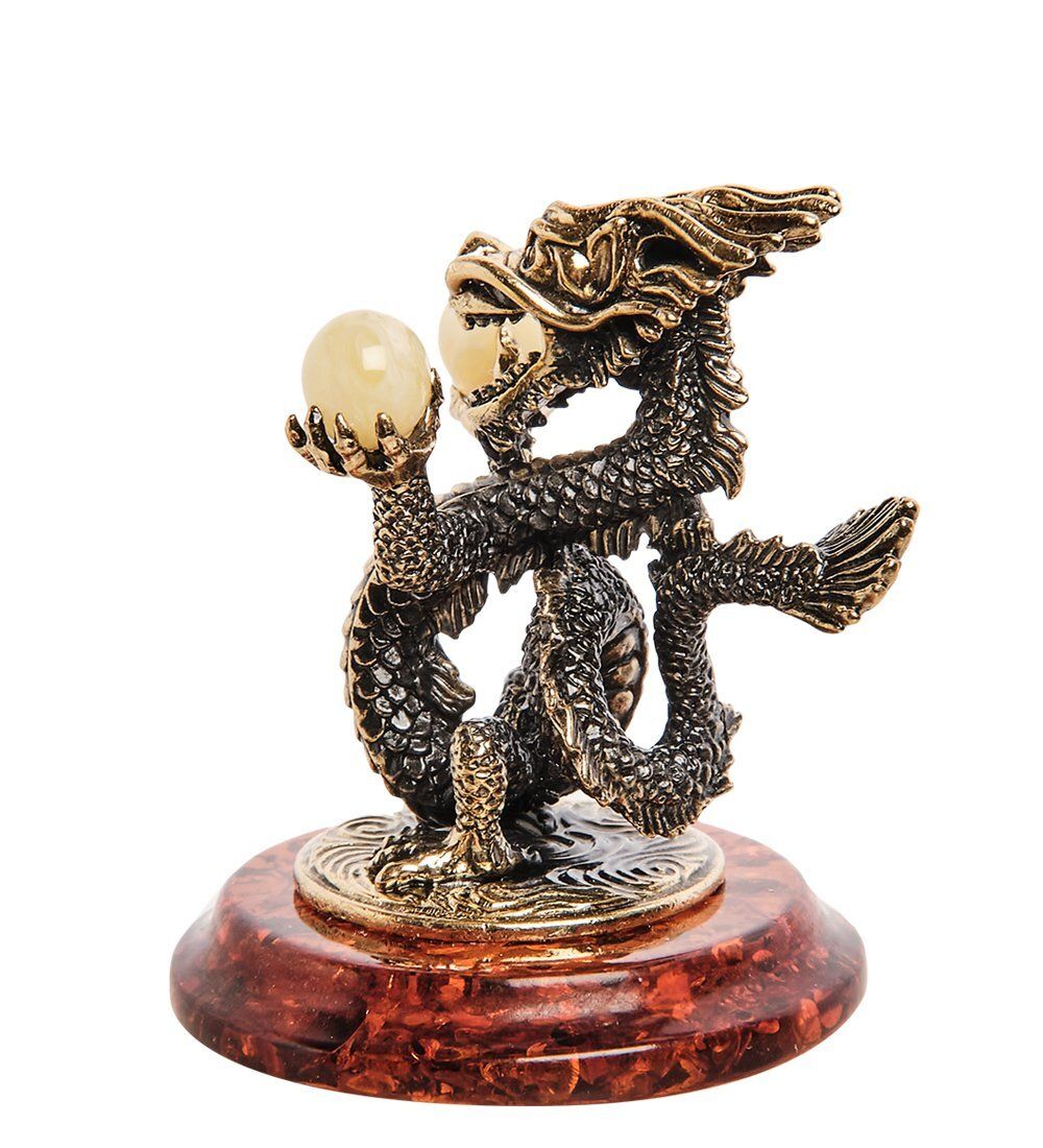 Народные промыслы AM-2715 Фигурка «Дракон Китай» (латунь, янтарь)