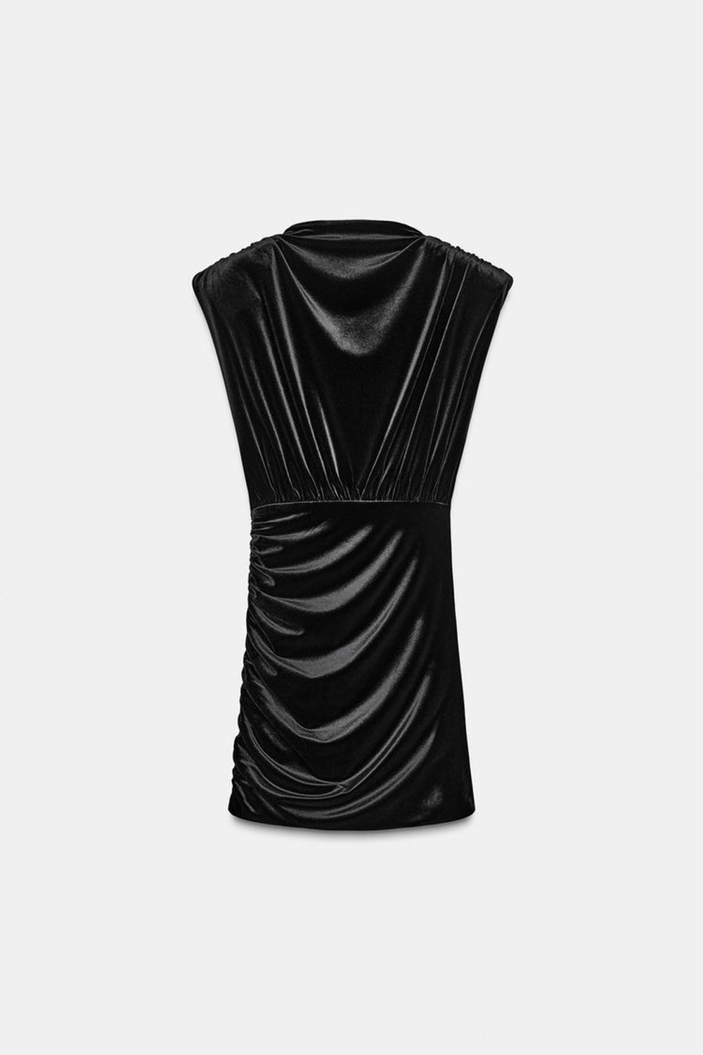 ZARA КОРОТКОЕ БАРХАТНОЕ ПЛАТЬЕ С ПОДПЛЕЧНИКАМИ, ЧЕРНЫЙ
