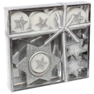 Свечи новогодние «Загадай желание!» 16.5x15.5x3см, серебро