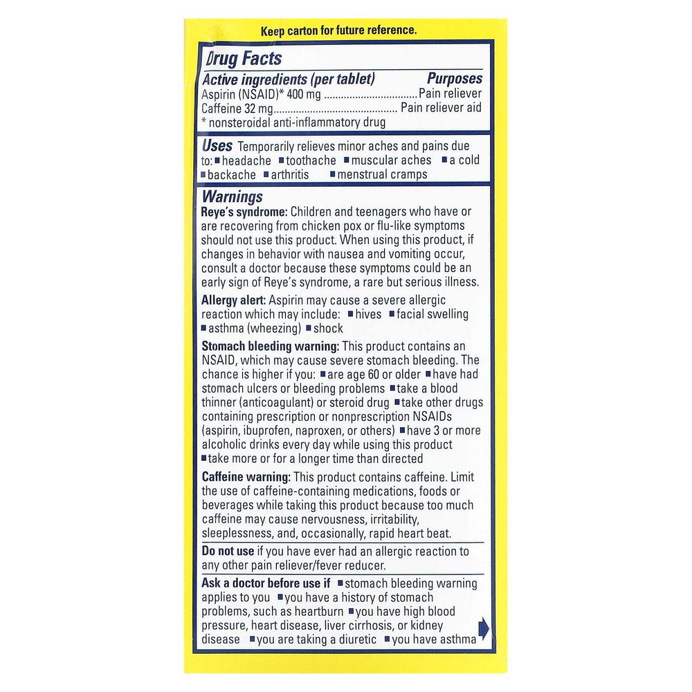 Anacin, обезболивающее средство с аспирином и кофеином, 300 таблеток, покрытых оболочкой