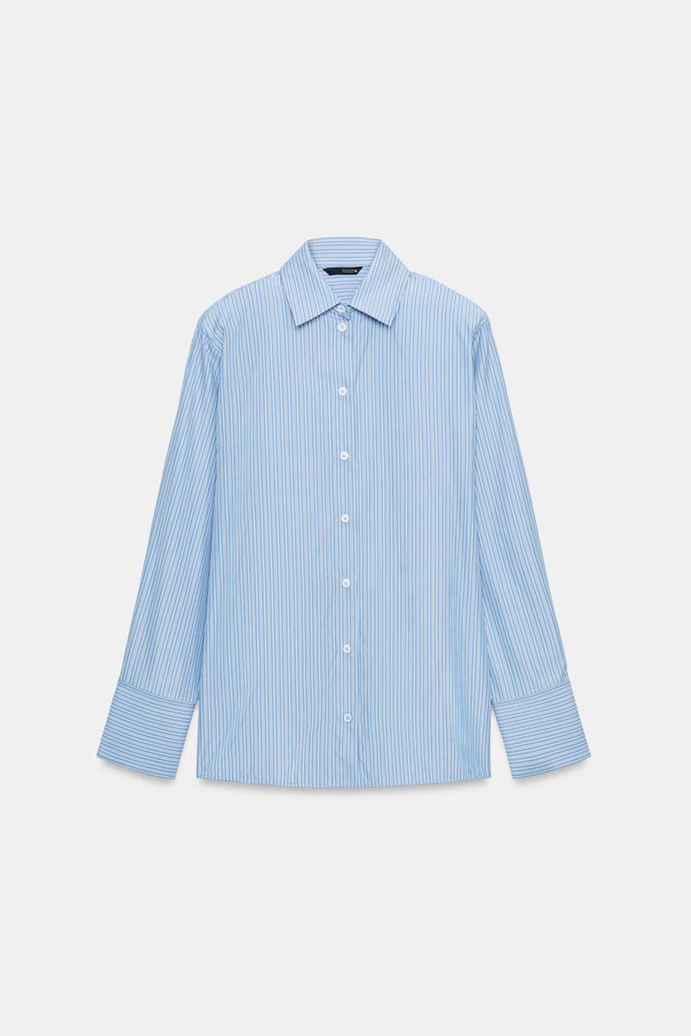 ZARA РУБАШКА ИЗ ПОПЛИНА В ПОЛОСКУ С ПОДПЛЕЧНИКАМИ, СИНИЙ/БЕЛЫЙ