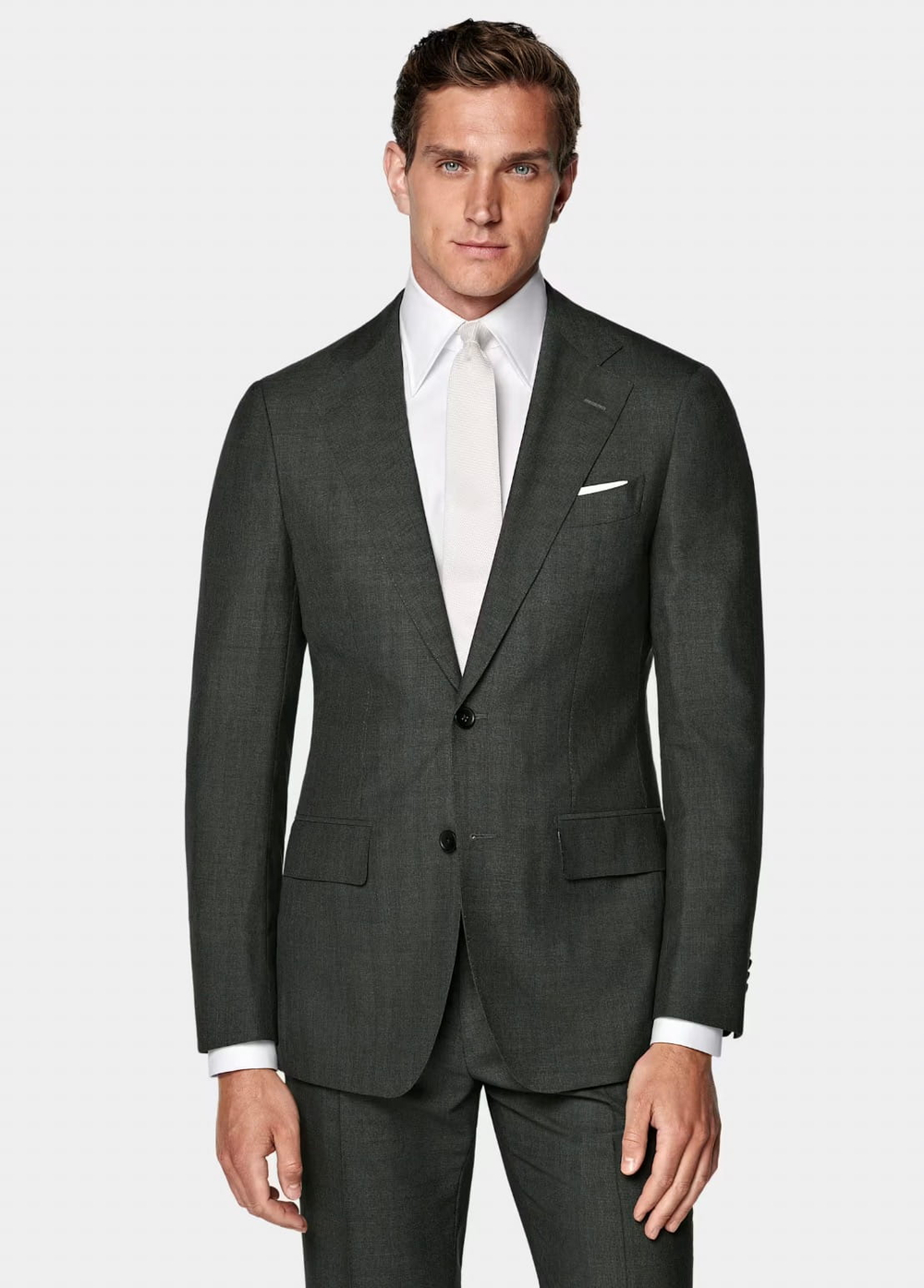 Мужской костюм двойка (серо-зеленый) Б61