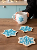 Подставки под стаканы и кружки новогодние набор снежинки