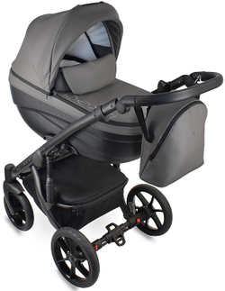Детская коляска Bexa Ideal Eco 3 в 1 с автокреслом Avionaut Cosmo IE06 черный+т.серая кожа