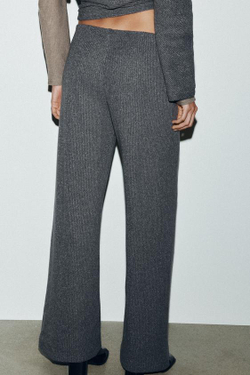 ZARA ШИРОКИЕ БРЮКИ ИЗ МЯГКОЙ ТКАНИ, СЕРЫЙ МЕЛАНЖ