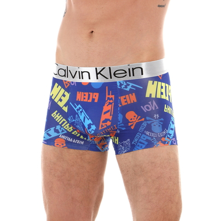 Мужские трусы синие с разноцветными надписями Calvin Klein