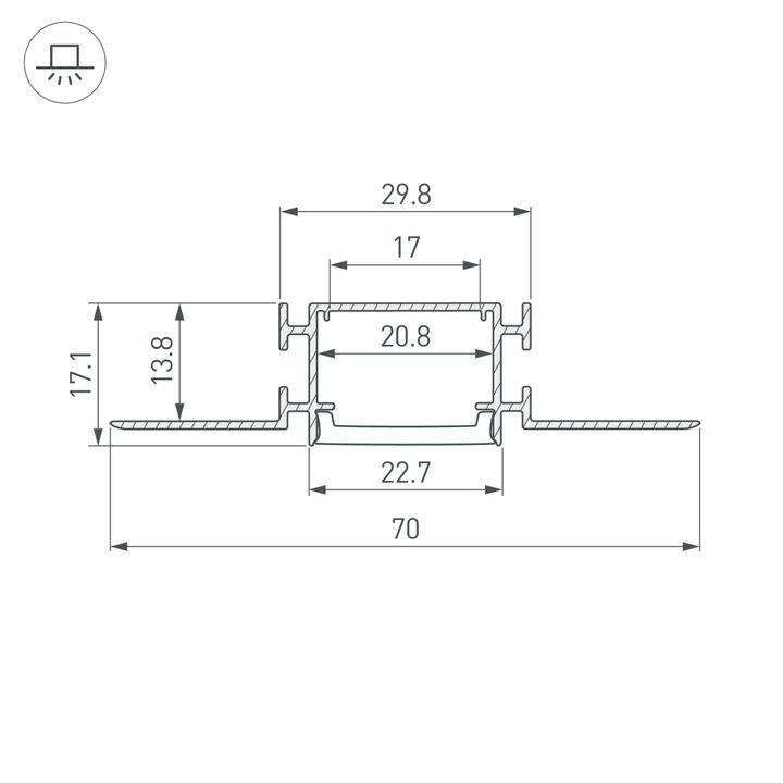 Профиль встраиваемый Arlight Fantom-Bent-W23-Top-2000 Anod 040347