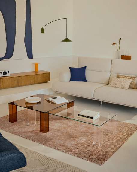 Журнальный столик из закаленного стекла Adularia коричневого цвета 85 x 85