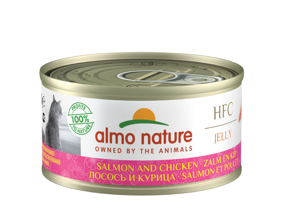 Almo Nature Консервы для Кошек с Лососем и Курицей (HFC Adult Cat Salmon&Chicken) 0,07 кг x 1 шт.