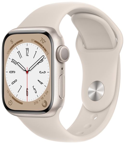 Умные часы Apple Watch Series 8 45 мм Aluminium Case, Starlight Sport Band сияющая звезда (M/L 150–200mm)