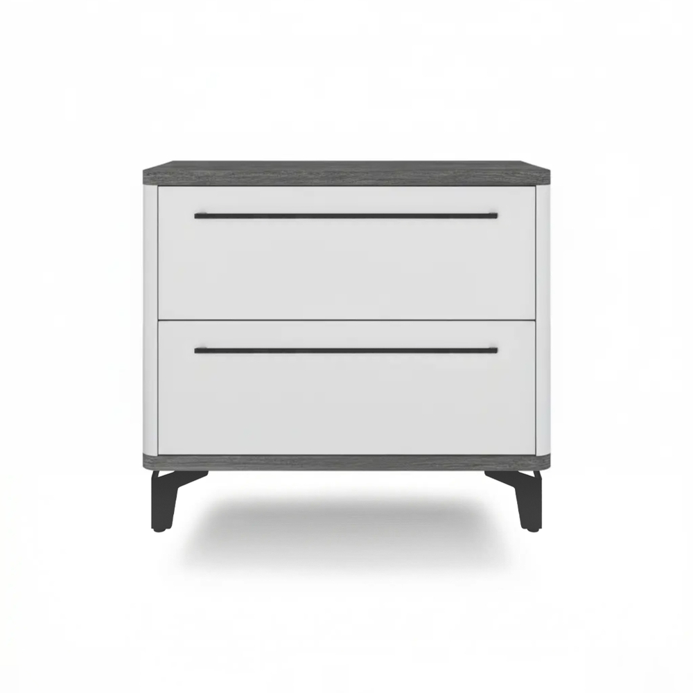 Тумба прикроватная на ножках с ящиками ROYAL 5203 эко (Металл Бруклин-Черный-р.черная)