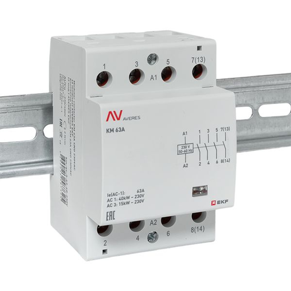 Контактор модульный КМ 63А 4NO 230В АС (3 мод.) AVERES EKF