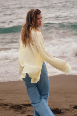 ZARA РУБАШКА ОВЕРСАЙЗ, ЖЕЛТЫЙ