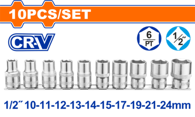 Набор торцевых головок 1/2" 10 шт (5/10) WADFOW WST2410