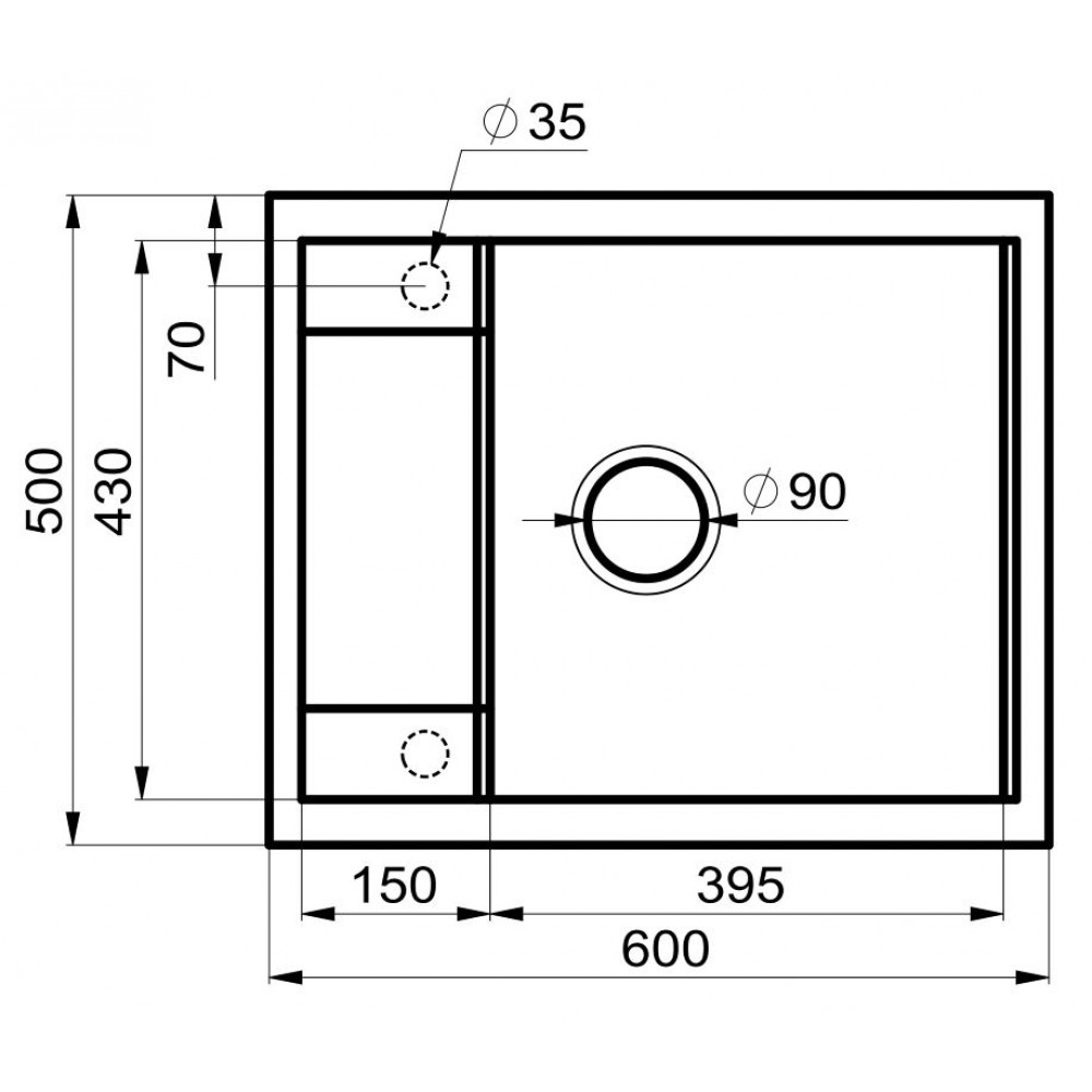 Мойка для кухни MILACIO Navarra 60 Cuarzo MC.77073, серый металлик