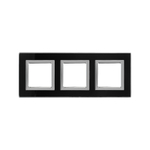Рамка из натурального стекла, "Avanti", черная, 3 поста (6 мод.)