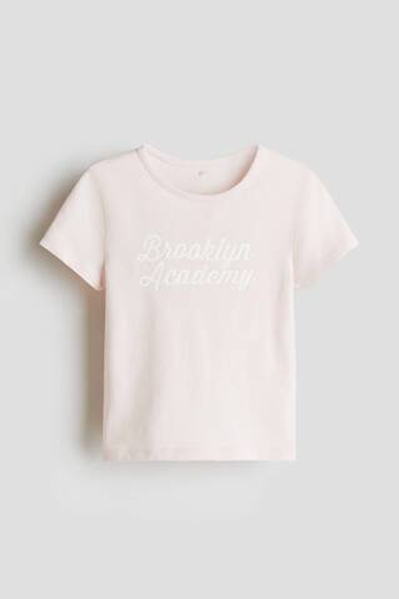 H&M Хлопковый топ с принтом, светло-розовый