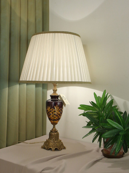 Olympus Brass Лампа настольная из венецианского стекла на бронзовом основании с абажуром