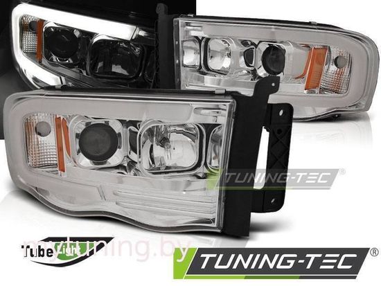 Передние фары TUBE LIGHT CHROME для Dodge Ram 02-06