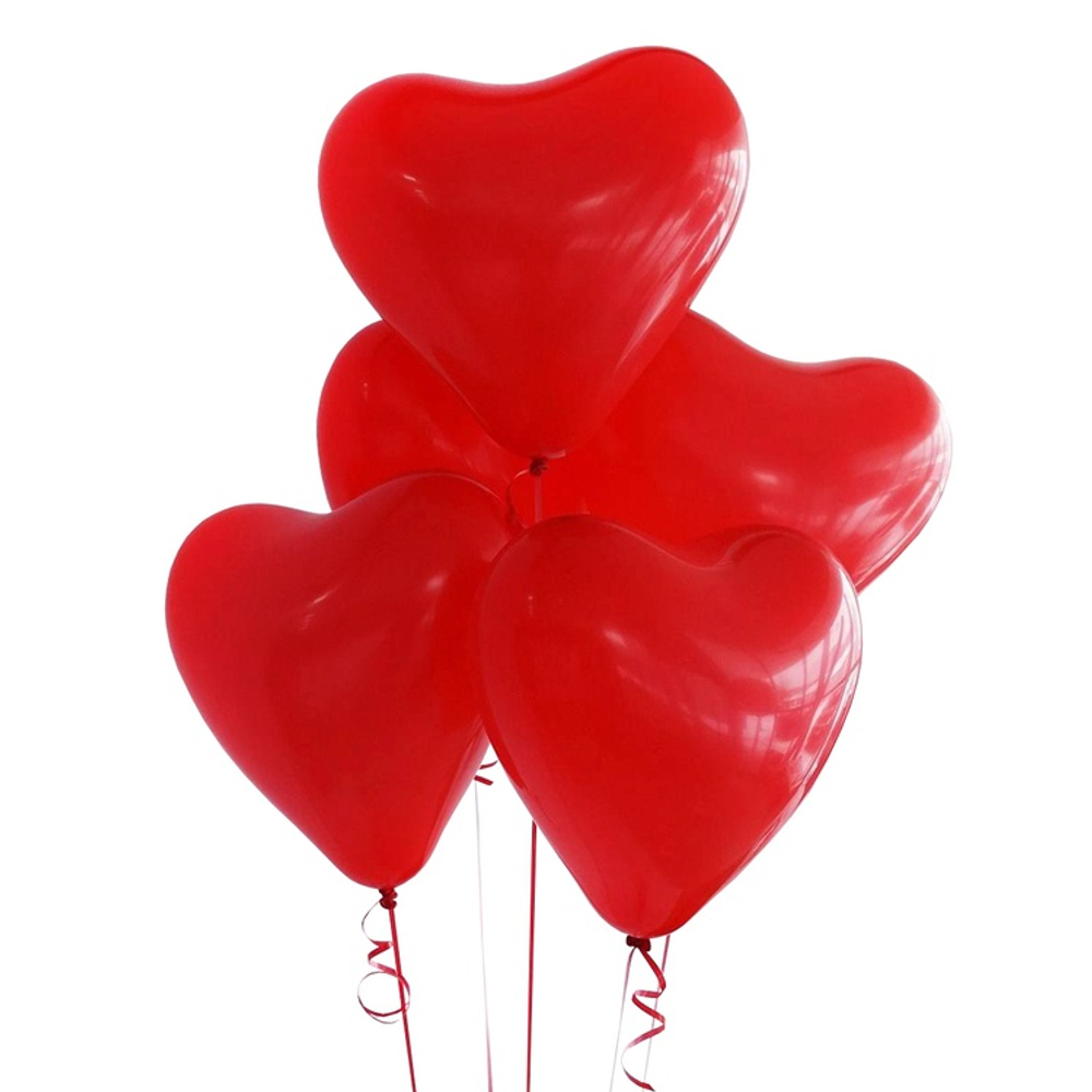 Набор латексных шаров «Сердце» в красном цвете, 30 см, 5 шт