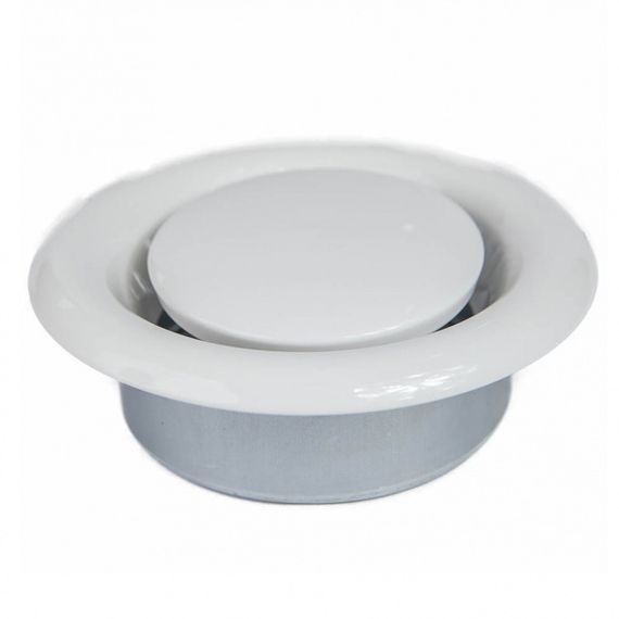 Диффузор (анемостат) вытяжной DEC DVS 160 (Нидерланды), металлический, круглый, белый, для гибких и жестких воздуховодов