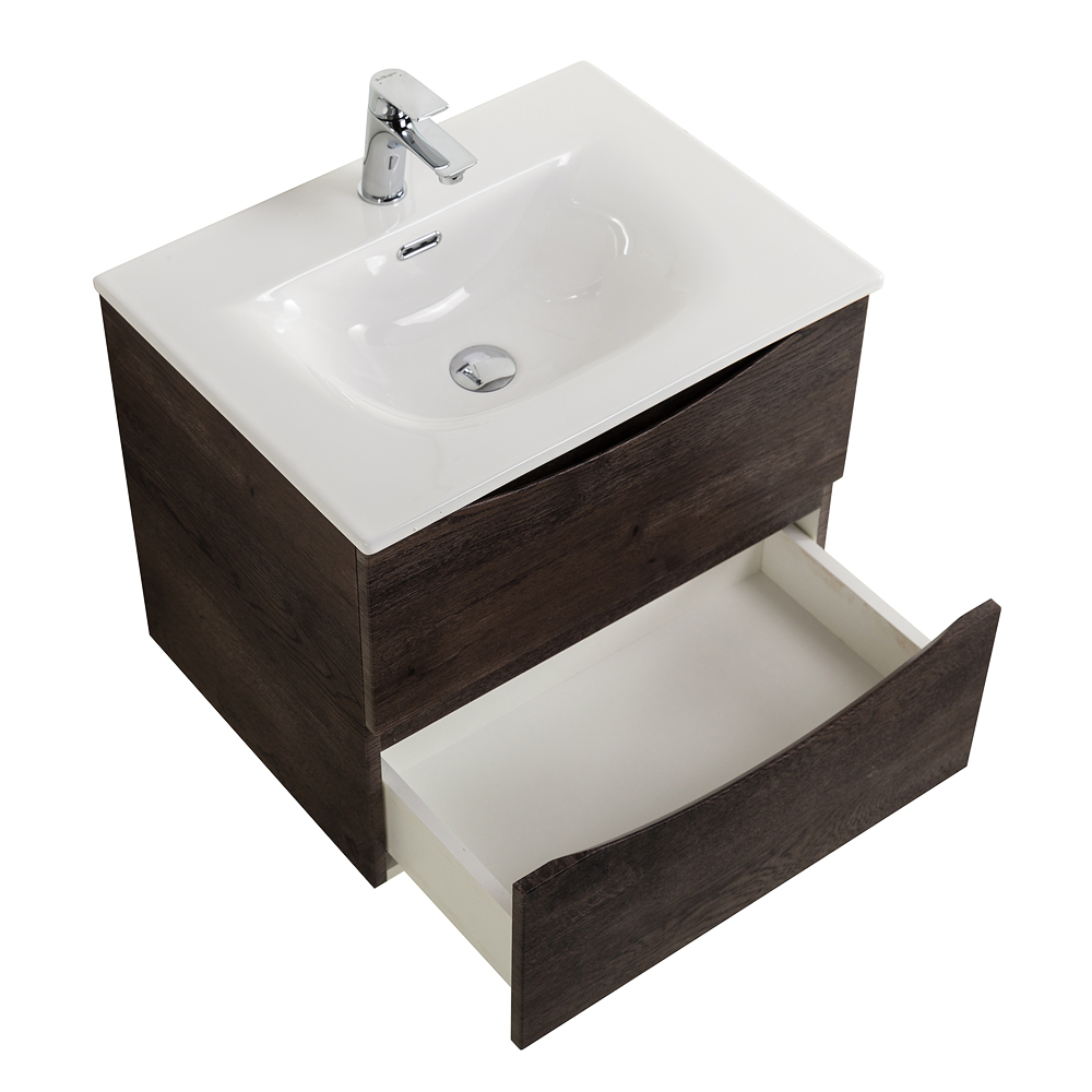 Тумба с раковиной подвесная BelBagno MARINO-CER-N-700-2C-SO-RNG-P Rovere Nature Grigio, раковина белая BB-8099-70