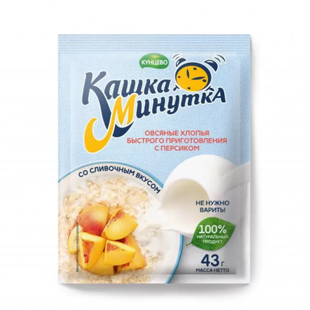 Кашка Минутка Кунцево Овсяные хлопья с персиком 43 гр