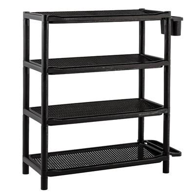 Этажерка для обуви "Элластик" широкая 4 полки 73*29*78 с подставкой для губки и зонта, цвет шоколад