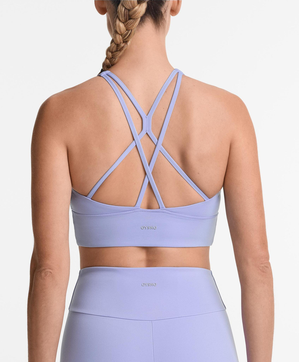 Oysho Спортивный бюстгальтер с бретелями на спине, нежный бледно-фиолетовый