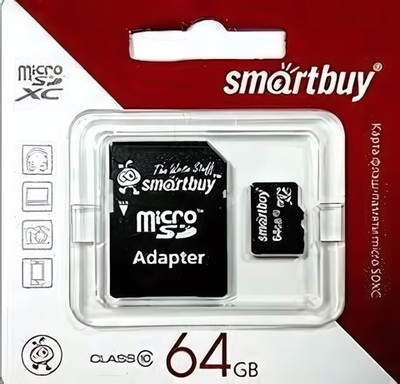 64 Gb microSD Smartbuy Class 10 с адаптером