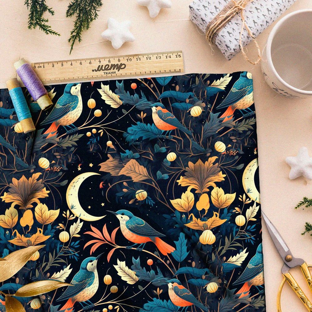Ткань ниагара полуночные лунные птицы
