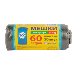 Мешки для мусора 60 л, 50 шт/рул