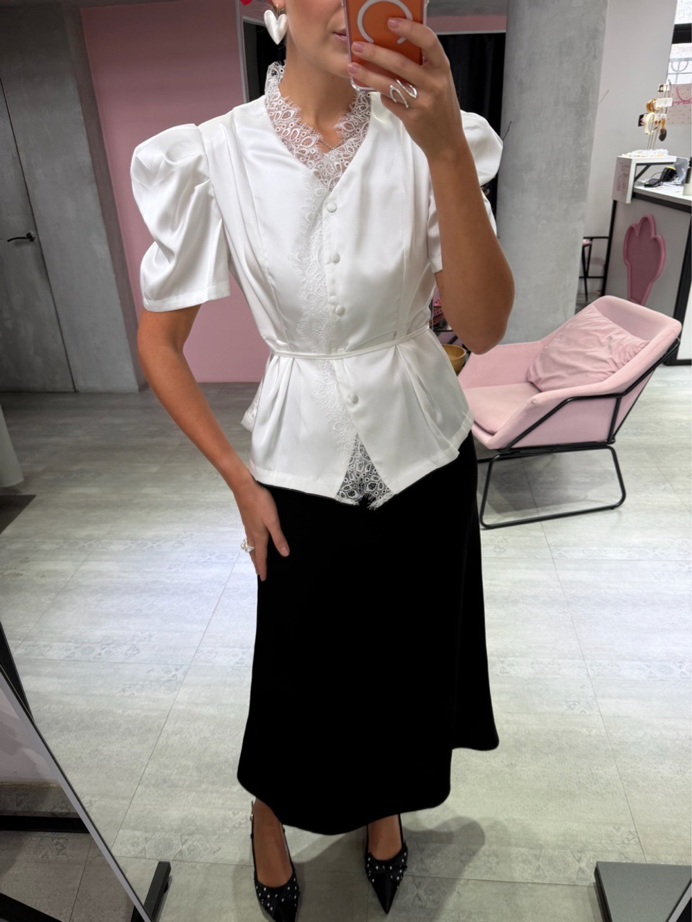 Атласная блуза Alexa белый