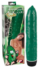 Зеленый вибромассажер в виде огурца - 21 см. (Цвет: зеленый)