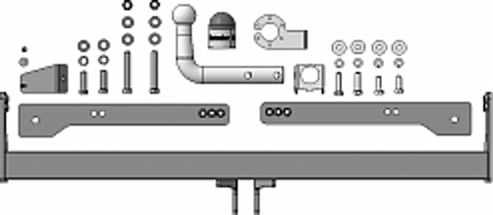 Фаркоп с оцинк. шаром Skoda Kodiaq 2017-2023, Volkswagen Tiguan II 2016-2024,  Tiguan 2007-2016, Yeti 2009-2018, Audi Q3 2011-2019 крепление шара на двух болтах, (без электрики, паспорт и сертификат в комплекте) Motodor.92711-A
